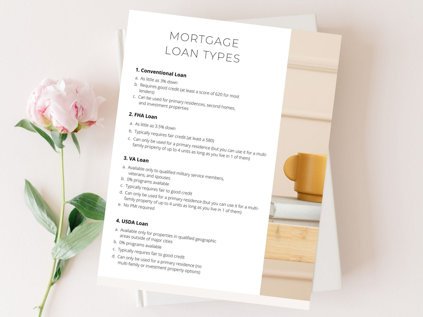 Real Estate Minimal Mortgage Loan Types - Concise template for streamlined understanding of various mortgage options.