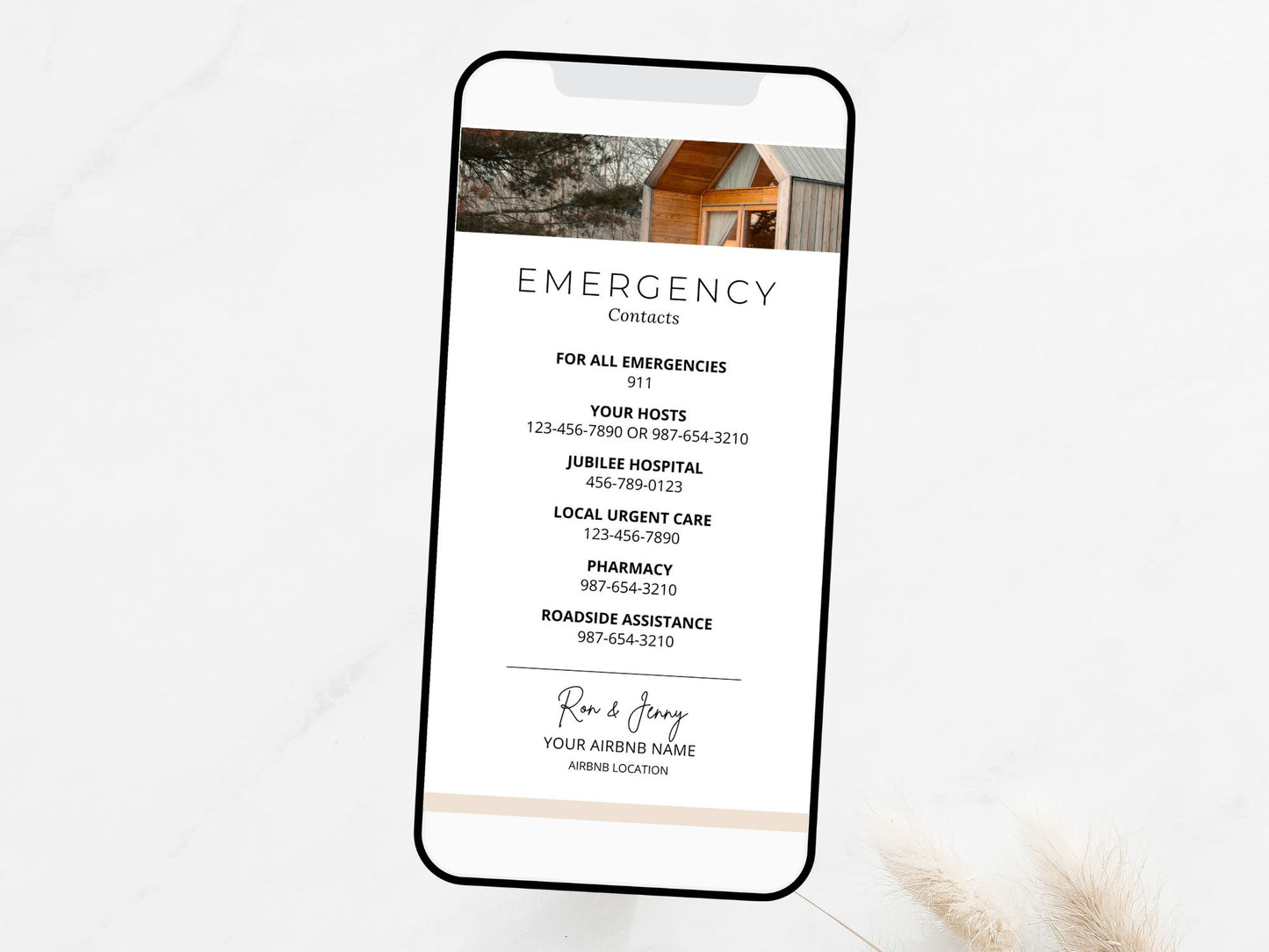 Textable AirBnb Emergency Contacts