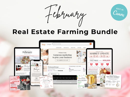 February Farming Bundle - Professionally designed real estate marketing materials for a standout February farming campaign.
