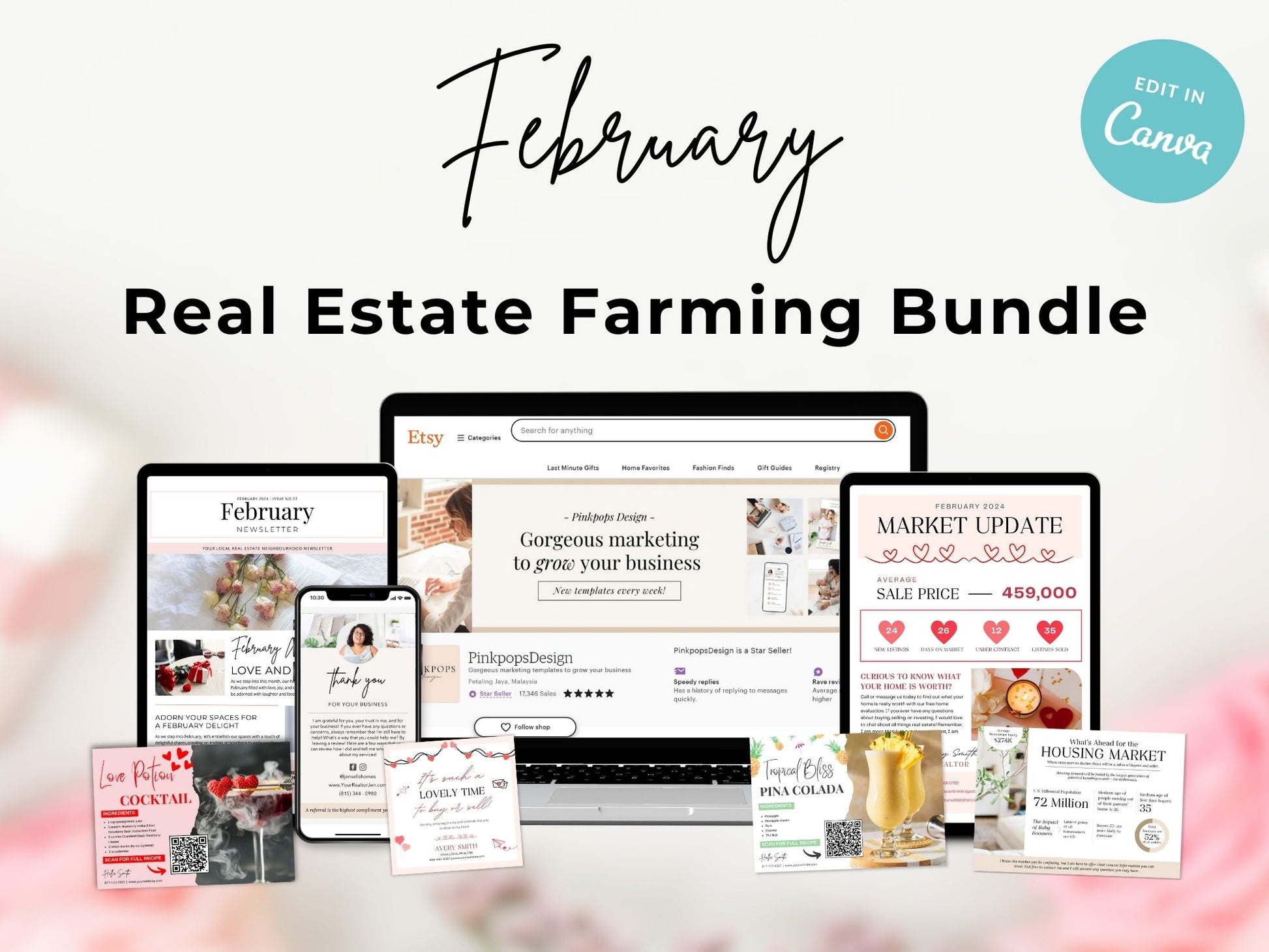 February Farming Bundle - Professionally designed real estate marketing materials for a standout February farming campaign.