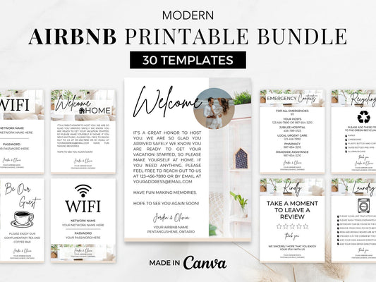 Modern Airbnb Printable Bundle - Comprehensive and stylish templates for seamless vacation rental management