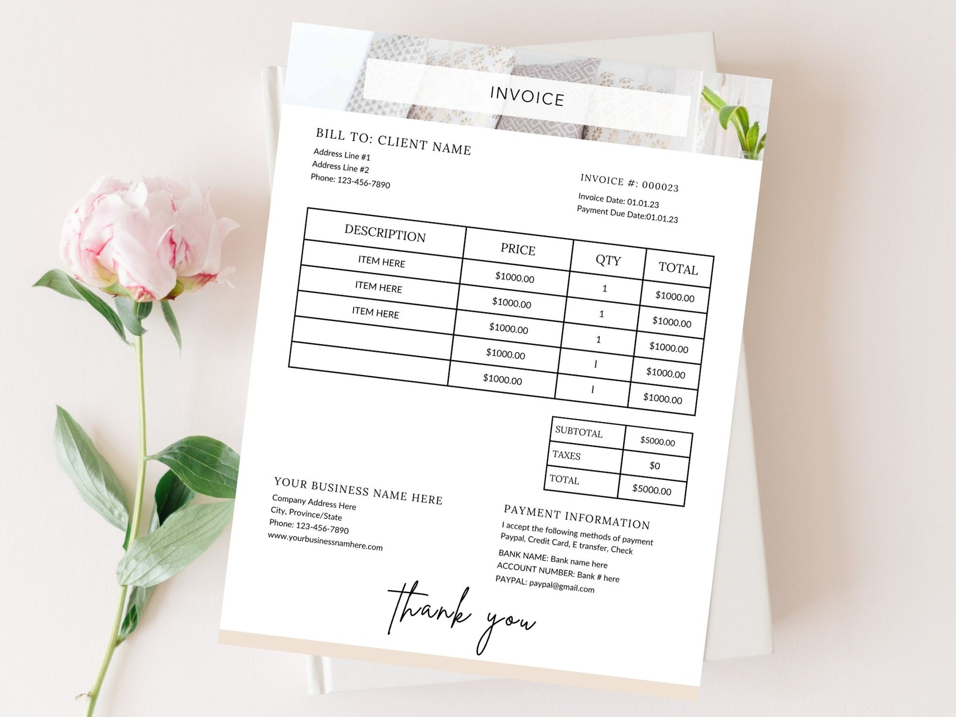 Cleaning Services Invoice - Editable template for streamlining the billing process, ensuring accuracy and professionalism in invoicing clients for cleaning services in the cleaning business.