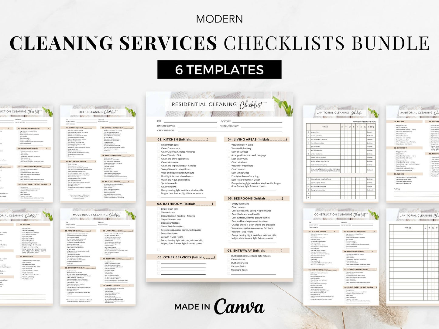 Modern Cleaning Services Checklists Bundle