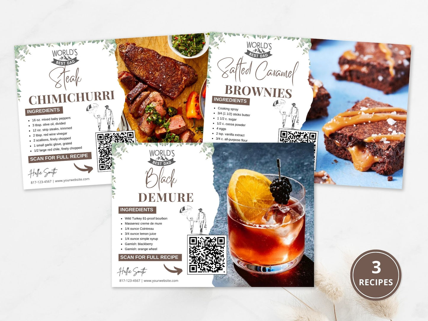 Father's Day Recipe Postcard Bundle - Heartfelt postcards with savory recipes for personalized real estate marketing on Father's Day.