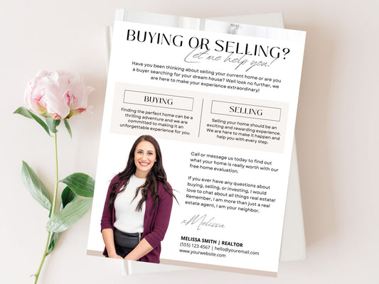 Buying or Selling Real Estate Letter Vol 02 - Versatile letter catering to both buyers and sellers, showcasing real estate expertise and providing valuable insights