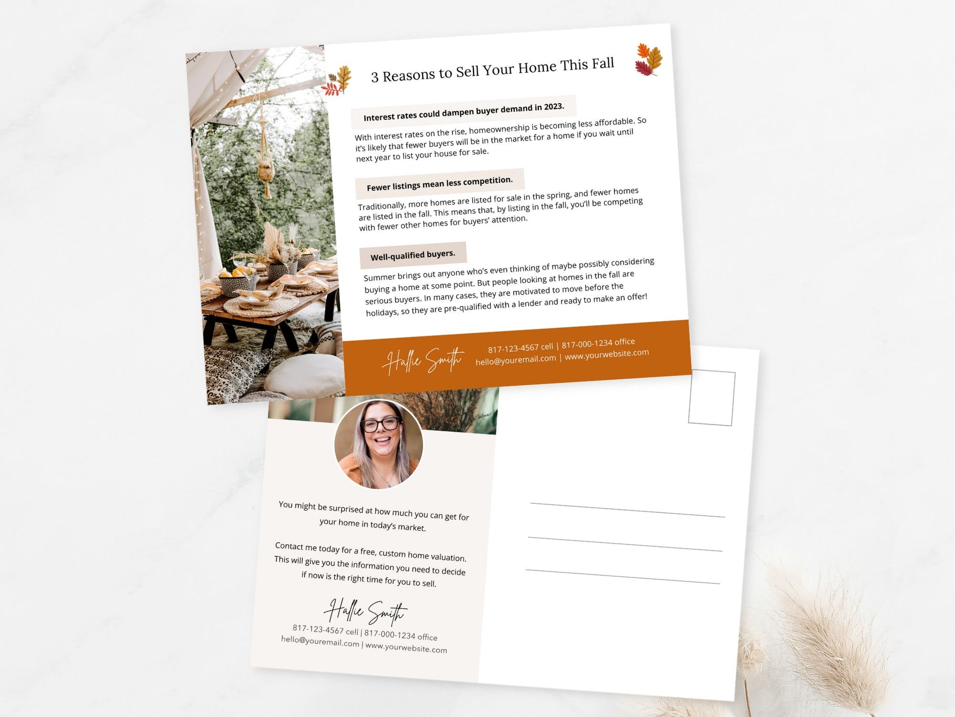 Real Estate Fall Postcard - Beautifully designed postcard capturing the essence of fall, bringing the warmth of autumn to client communications for a visually appealing and festive expression of seasonal greetings.