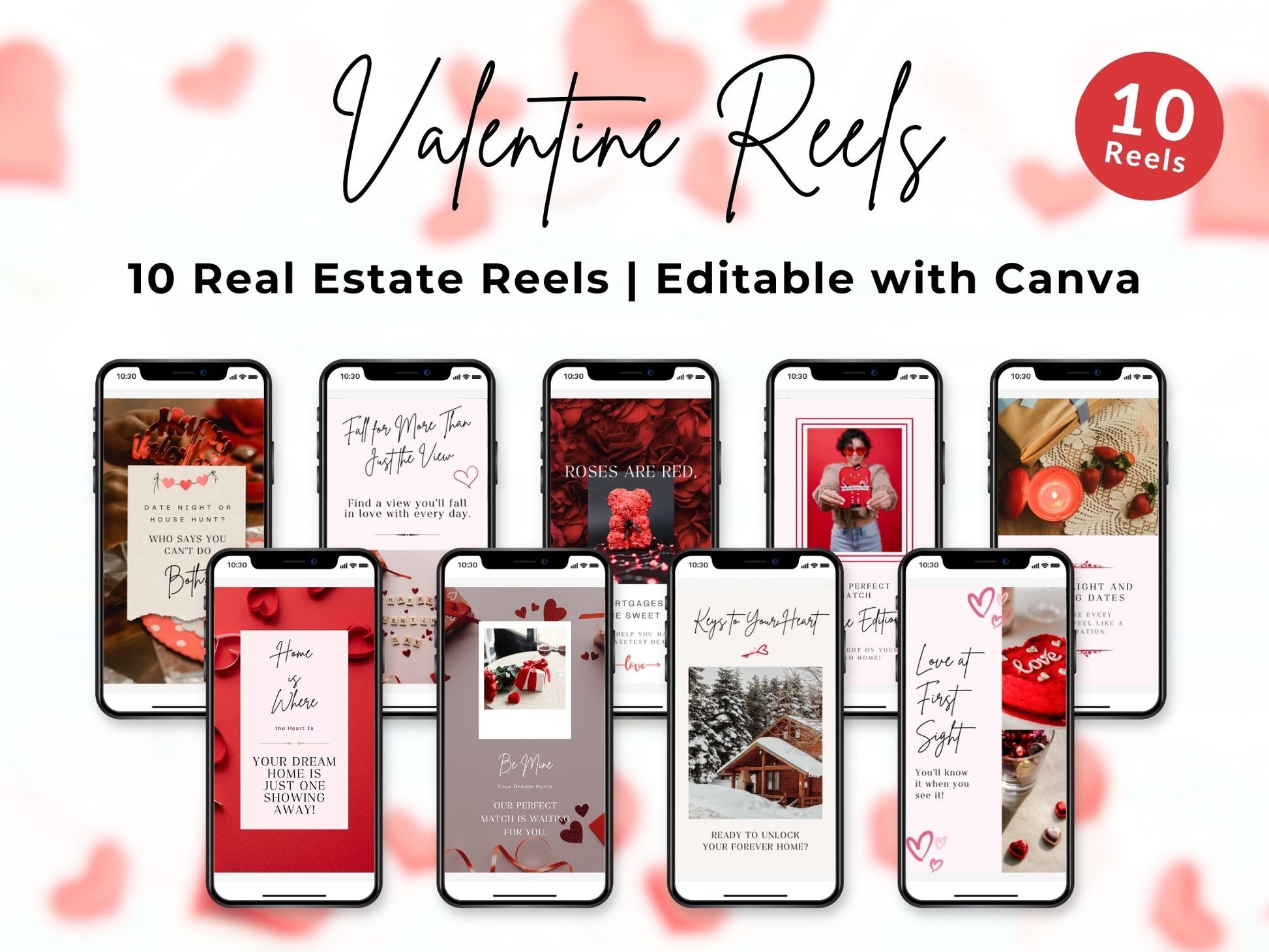 Valentine-themed Instagram reel templates for realtors, perfect for engaging audiences with romantic and creative real estate content.