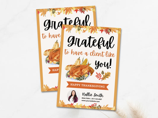 Real Estate Thanksgiving Pop By Tag - Beautifully designed tag for adding a touch of warmth and gratitude to your pop-by gifts, creating a memorable connection with clients during the festive season of Thanksgiving.