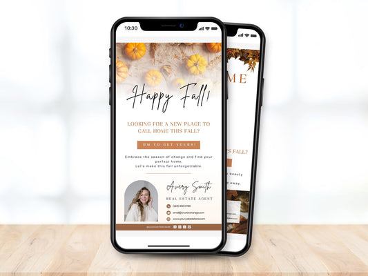 Fall Digital Textables Vol 02 - Autumn-themed designs for real estate digital marketing and client engagement.