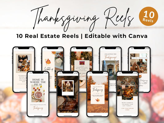 Thanksgiving-themed real estate Instagram reels offering holiday content for realtors.