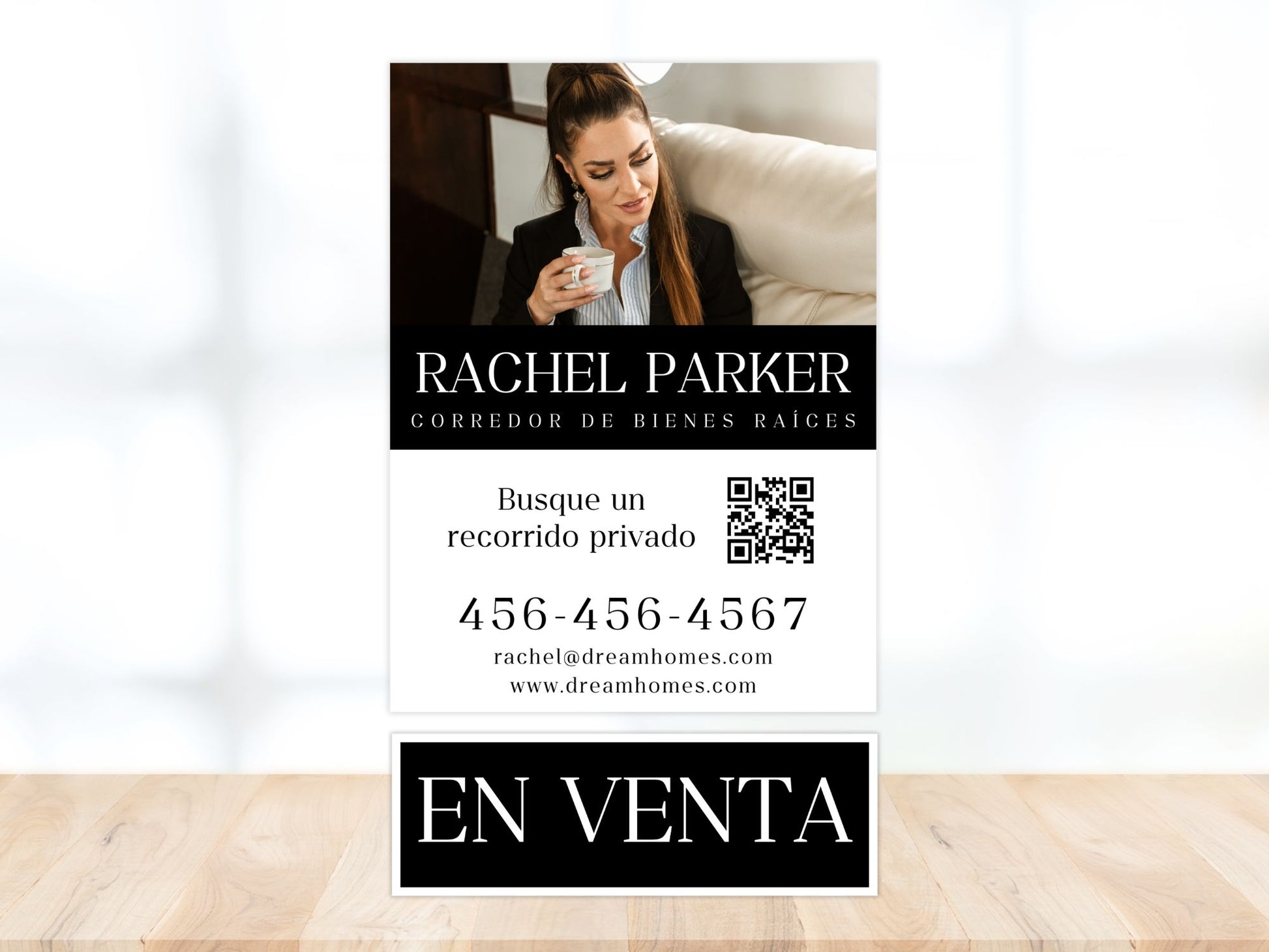 Black Spanish Yard Signs- Stylish yard signs for Spanish-speaking real estate clients.