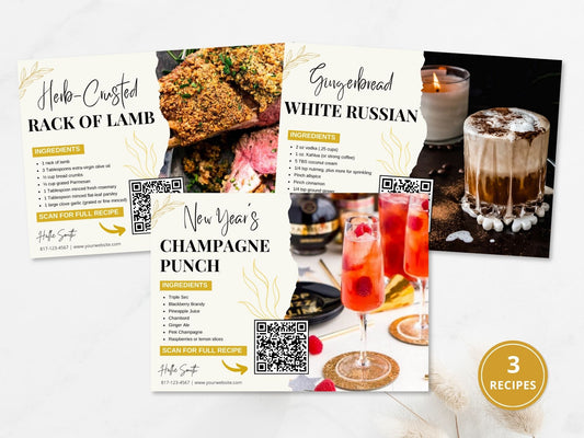 Real Estate New Year Recipe Postcard Bundle: Spreading Culinary Inspiration and Warm New Year Greetings to Clients and Prospects