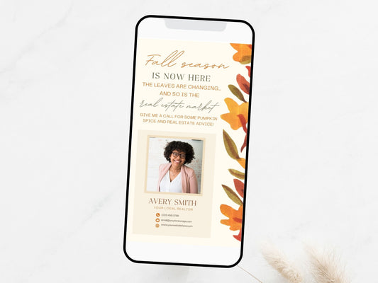 Real Estate Fall Digital Card Vol 01 - Visually appealing digital card for expressing gratitude and staying connected with clients in the fall season.