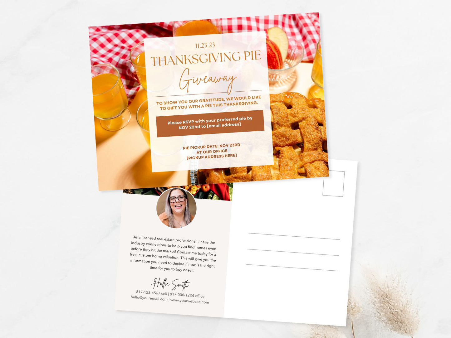 Thanksgiving Pie Giveaway Postcard