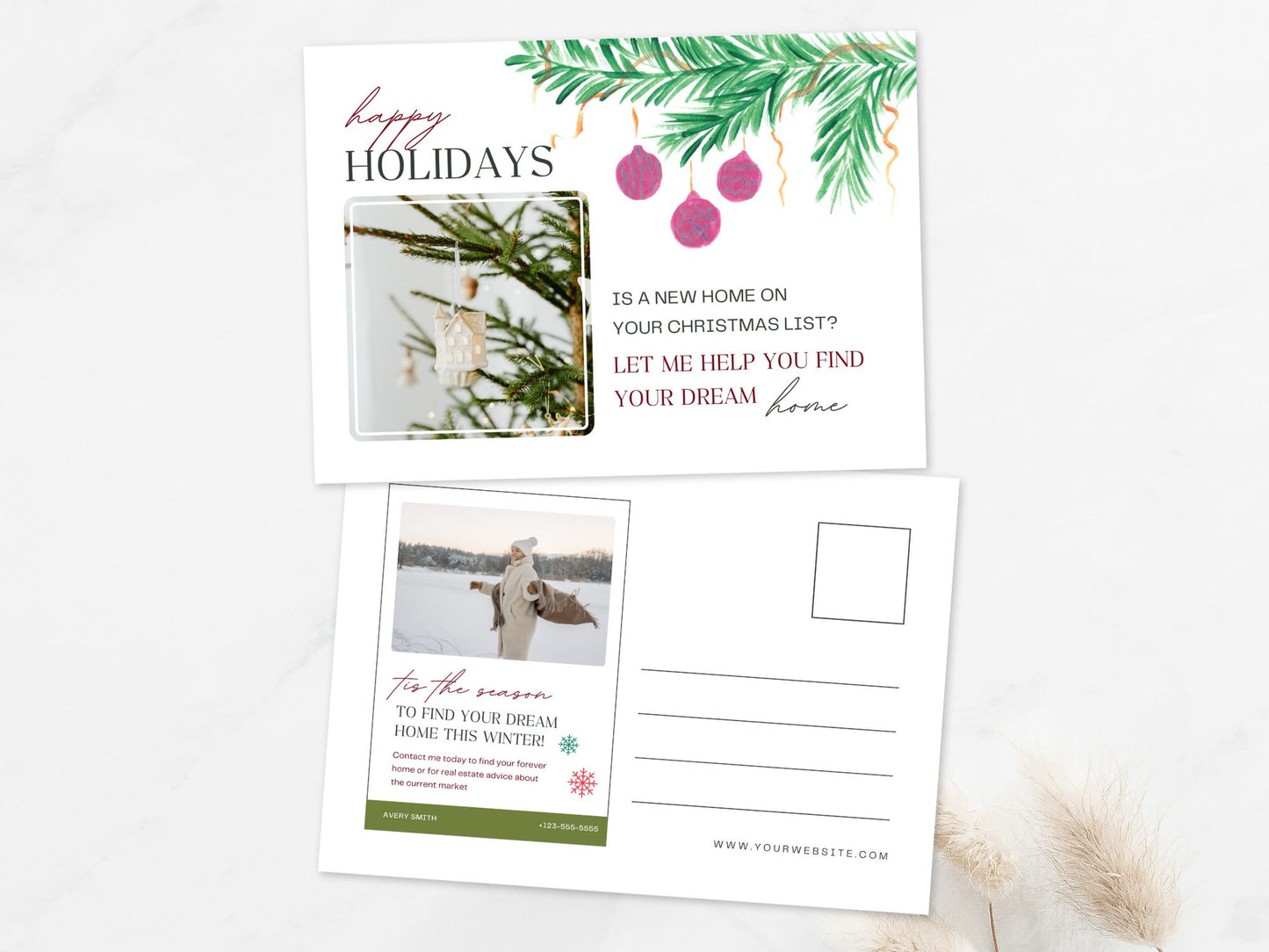 Real Estate Happy Holidays Christmas Postcard - Conveying Warm Holiday Wishes for Clients