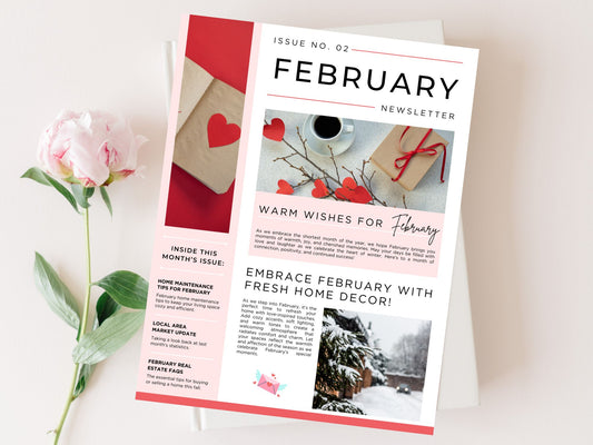 February Newsletter 2025 with market updates, seasonal insights, and real estate tips for clients.