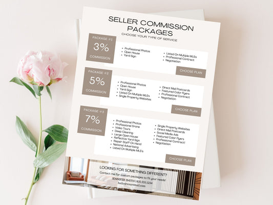 Luxury Seller Commission Flyer - Elegant flyer highlighting competitive commission rates for luxury real estate marketing.