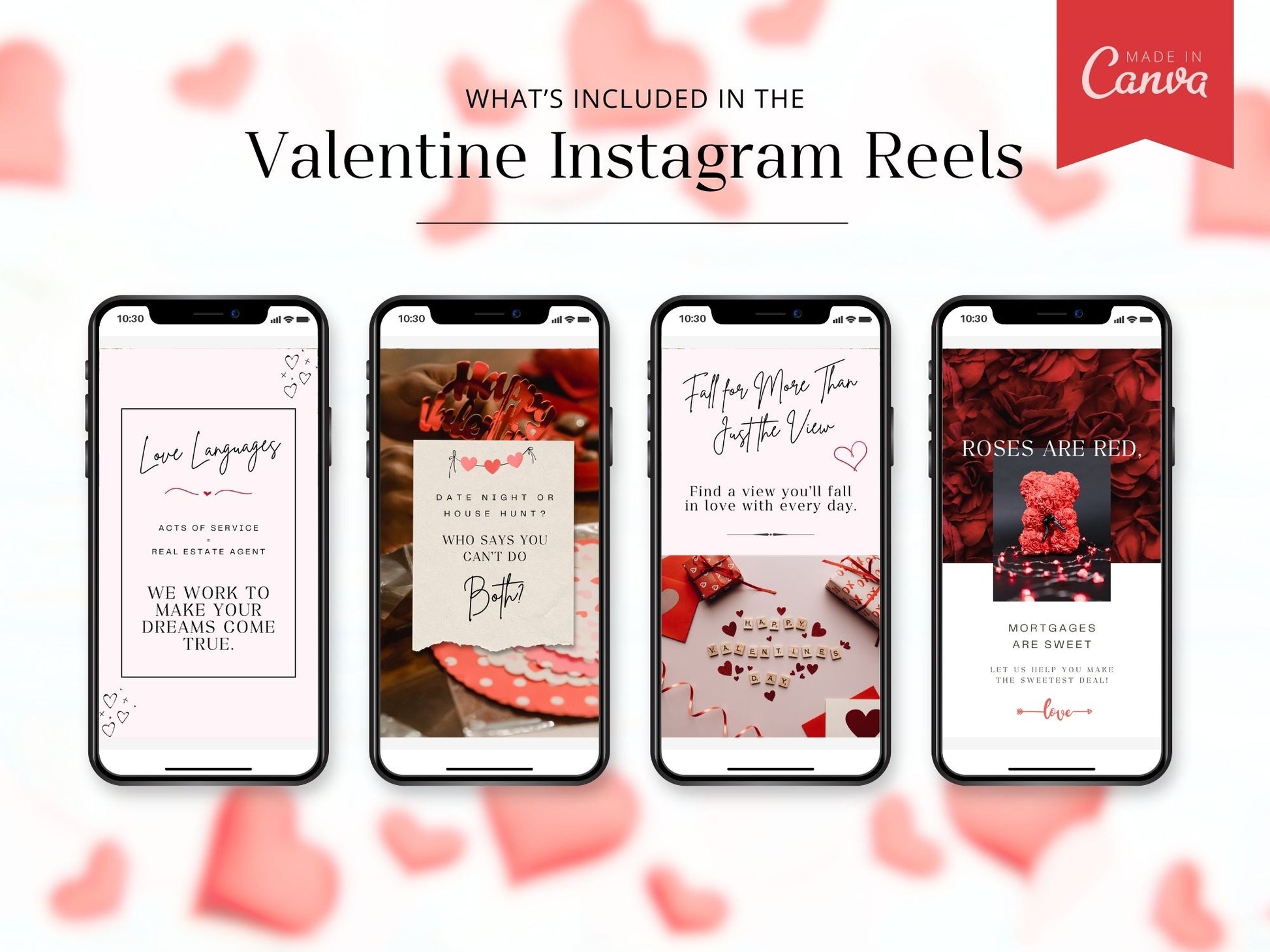 Valentine-themed Instagram reel templates for realtors, perfect for engaging audiences with romantic and creative real estate content.