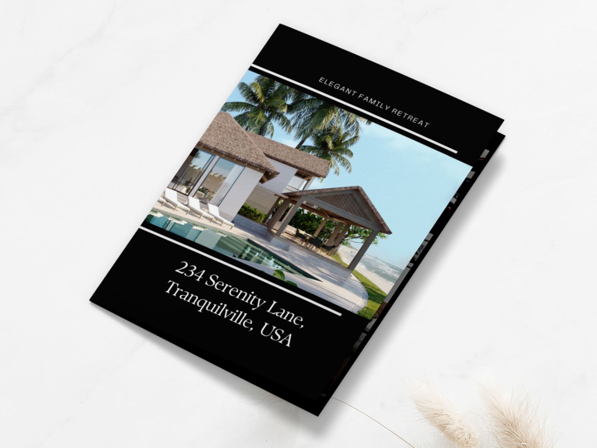 Real Estate Black Luxury Property Brochure - Sleek and sophisticated design showcasing premium properties in an elegant black theme, making it a standout marketing tool for luxury real estate presentations.