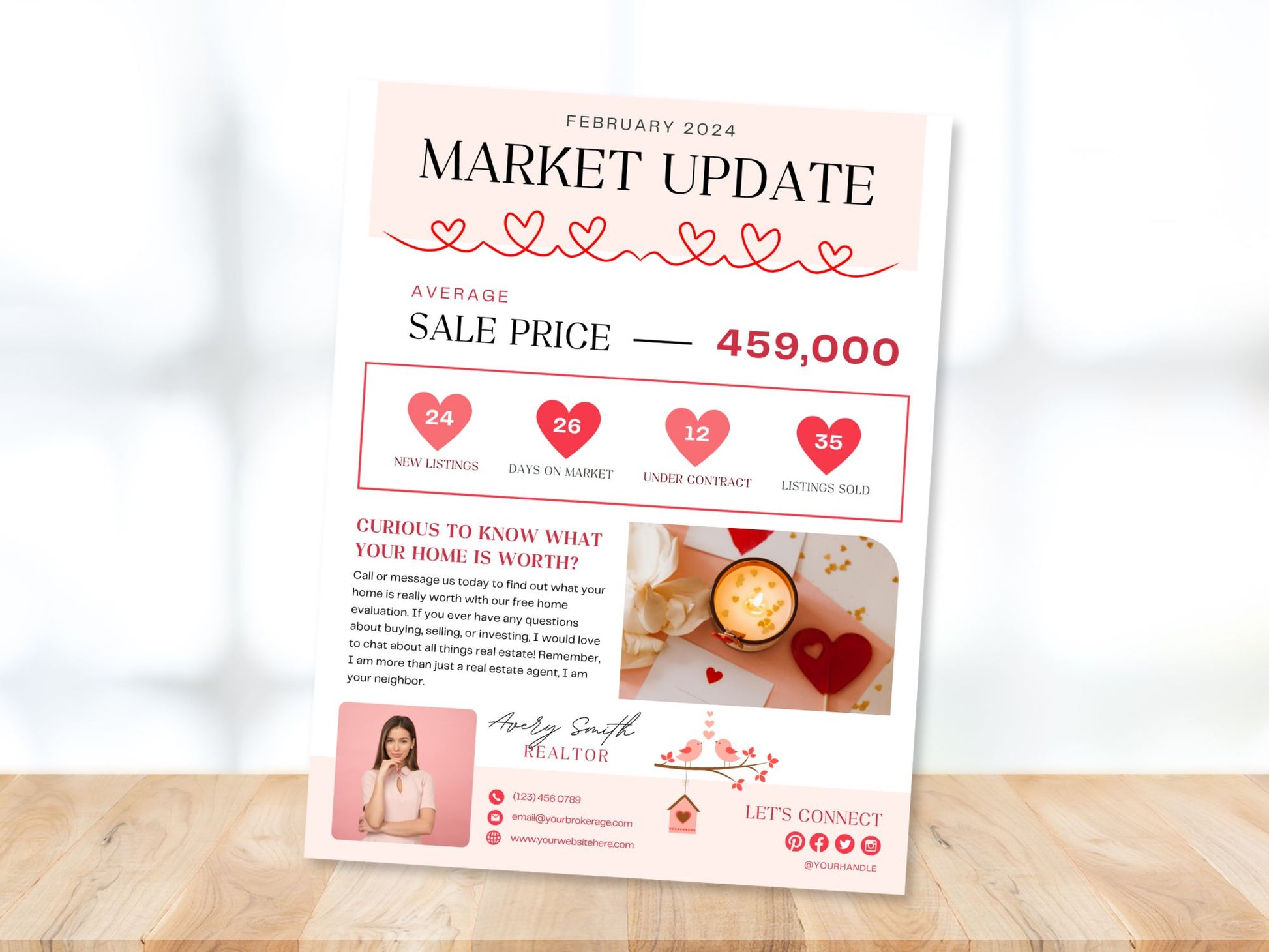 Valentine Market Update Flyer - Professionally designed real estate flyer with Valentine's charm for effective client communication.