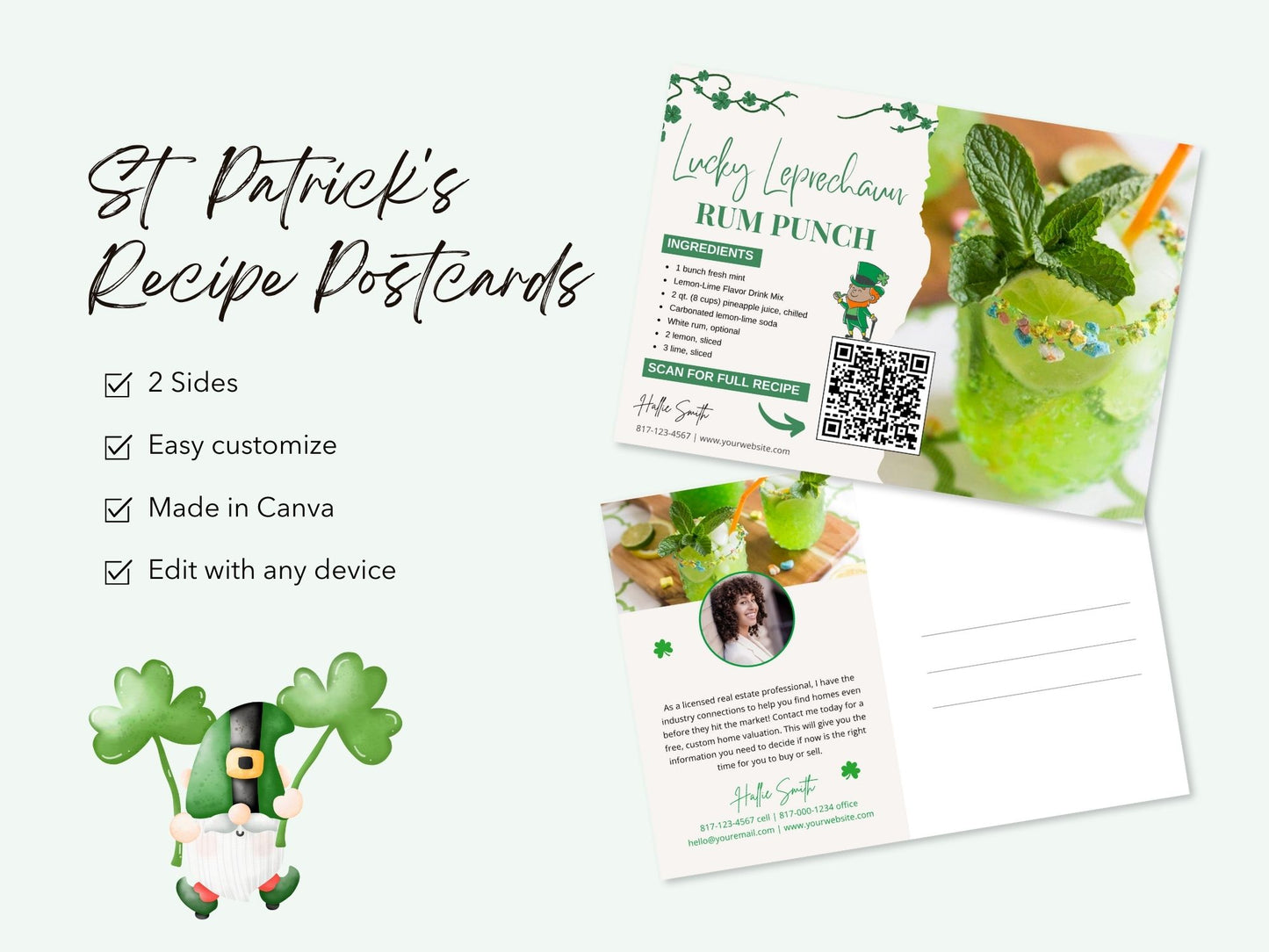 St. Patrick's Recipe Postcard Bundle - Charming and professionally designed postcards featuring delightful St. Patrick's Day recipes.