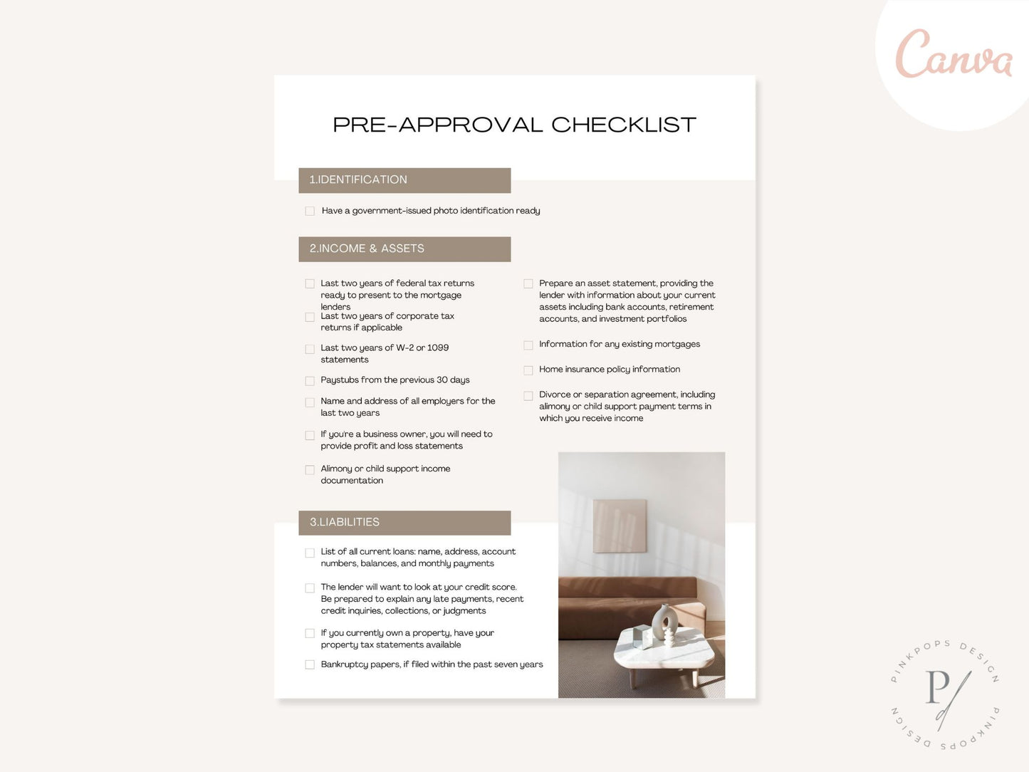Real Estate Luxury Pre-Approval Checklist - Refined guide for a seamless pre-approval process in the luxury real estate market.
