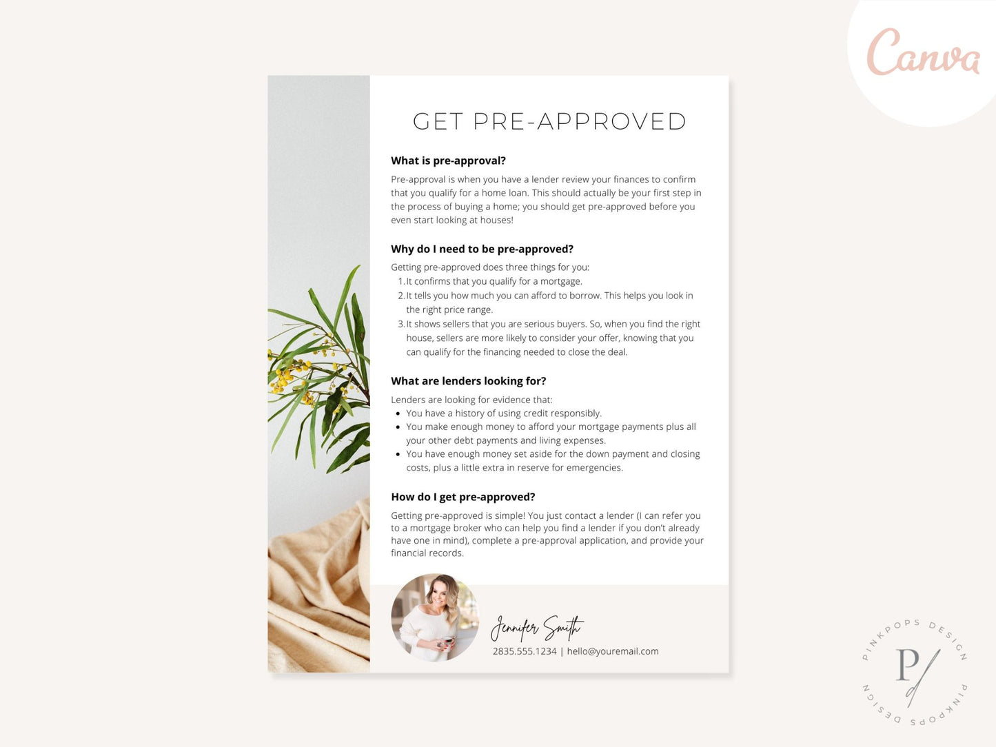 Minimal Get Pre-Approved Flyer - Sleek mortgage marketing tool for an efficient and hassle-free pre-approval process.