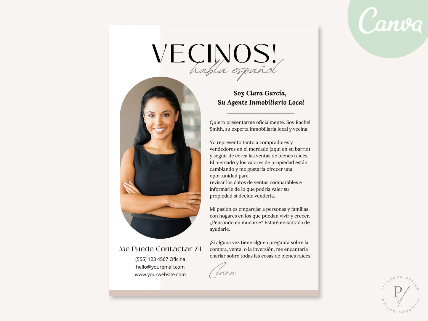 Real Estate 'Hello Neighbors' Letter in Spanish Vol. 01 - Build strong connections in your neighborhood with a personalized introduction of your real estate services.