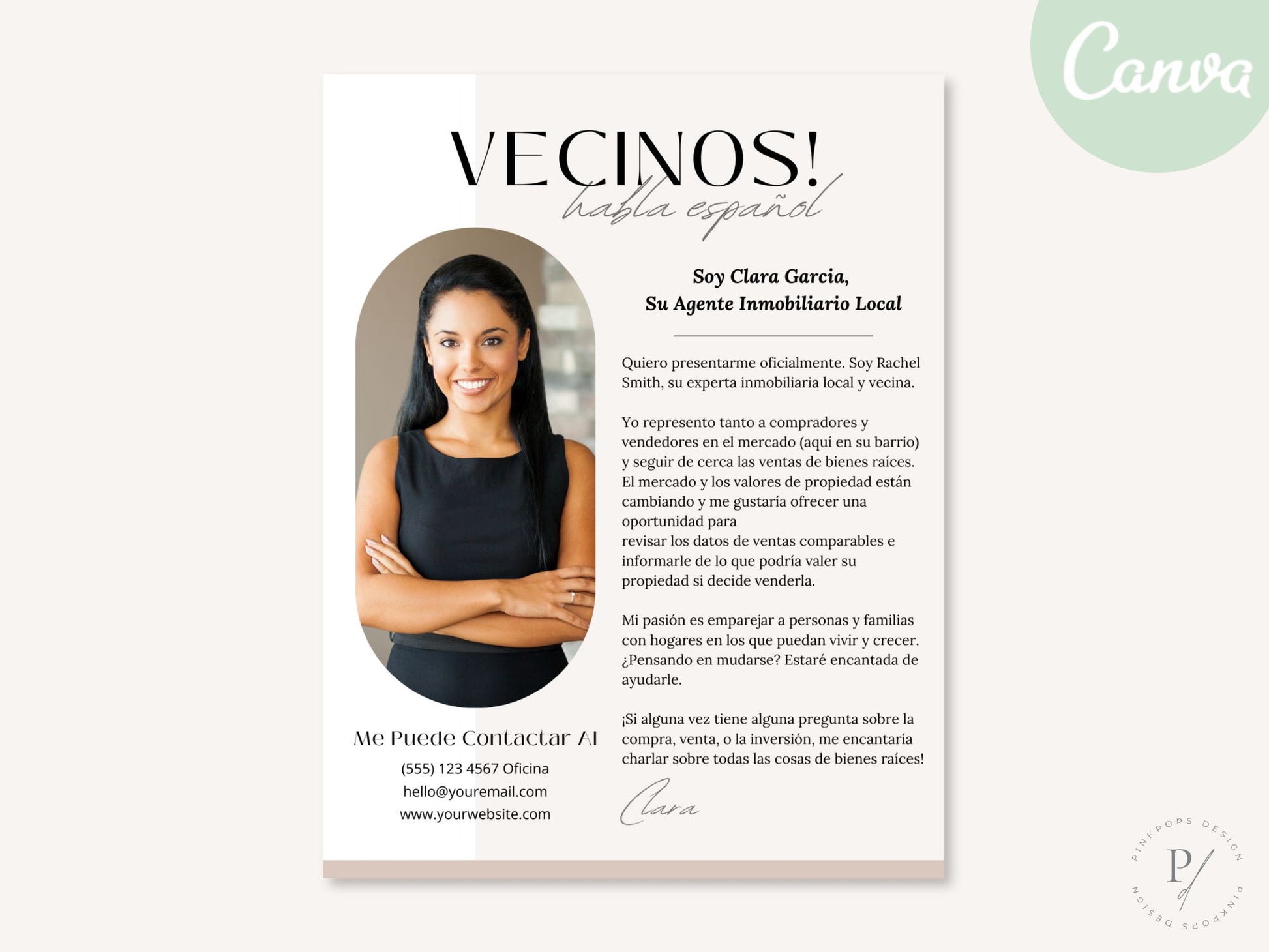 Real Estate 'Hello Neighbors' Letter in Spanish Vol. 01 - Build strong connections in your neighborhood with a personalized introduction of your real estate services.