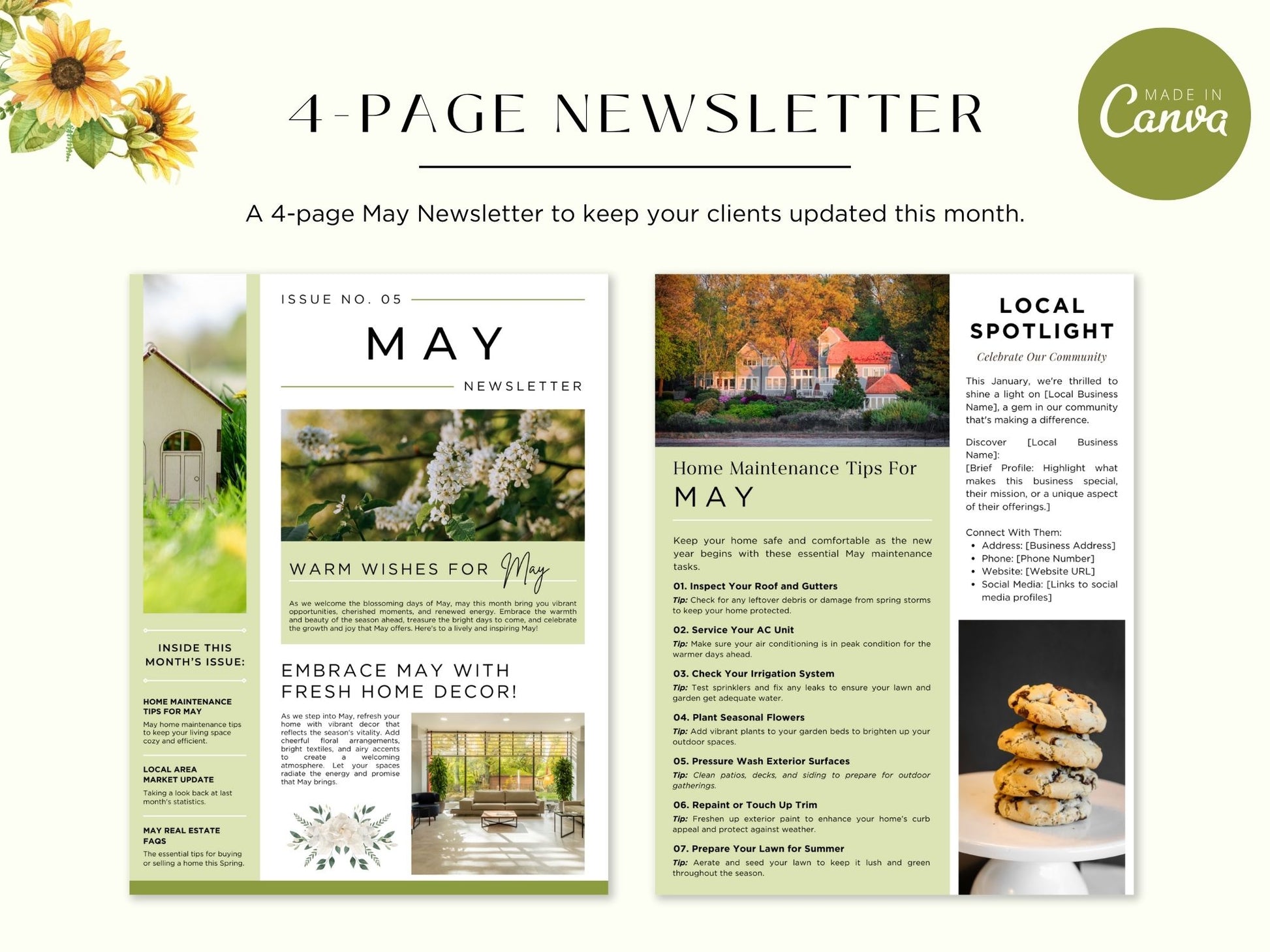 Editable May 2025 real estate newsletter with modern layout
