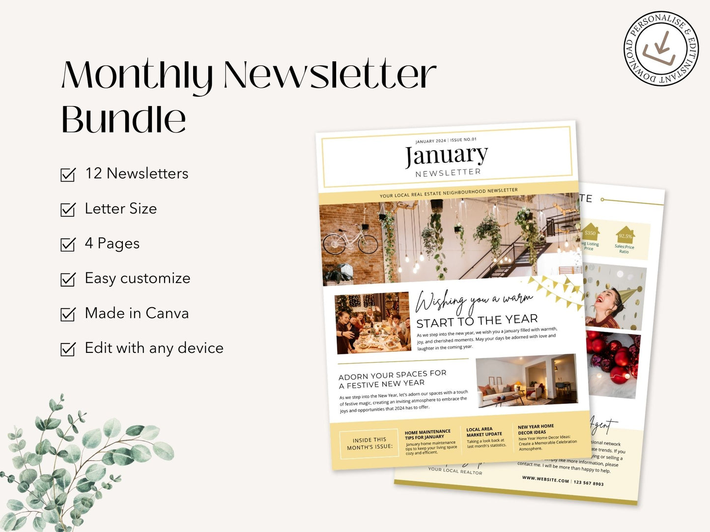 Monthly Newsletter Bundle - Stay connected with engaging newsletters for every month.