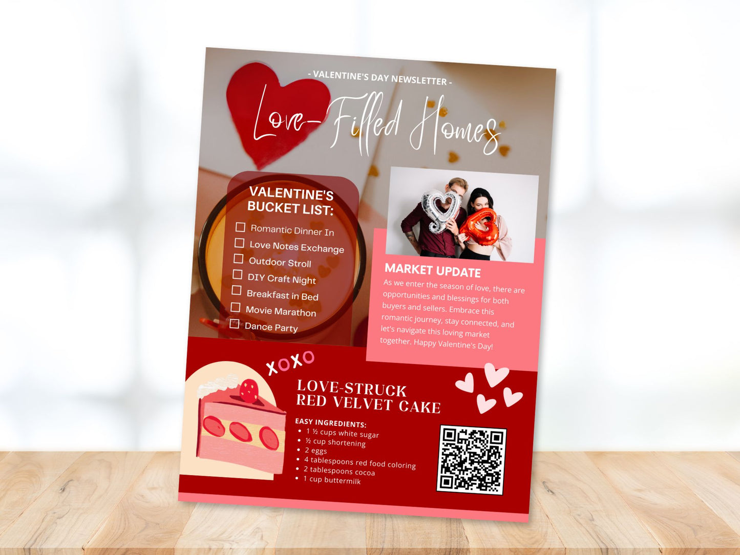 Valentine's Day Newsletter 2024 - Professional real estate newsletter template with romantic design elements.