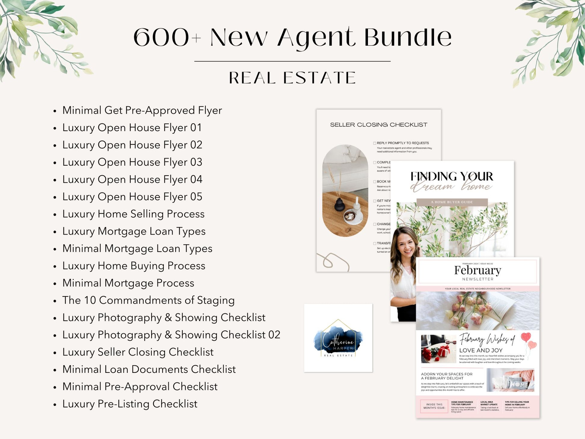 The New Agent Bundle 2025 featuring essential marketing templates, business cards, and client communication tools for new real estate agents.