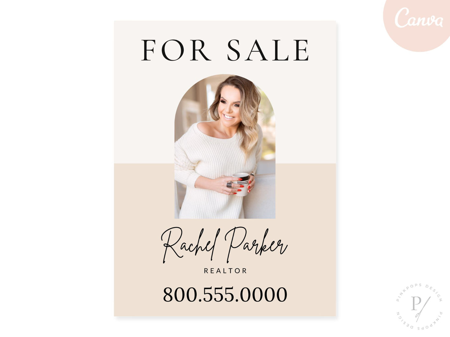 Minimal For Sale Sign - Centered - Elevate your property listing with this clean and centered yard sign design, exuding simplicity and sophistication for a modern and timeless visual identity.