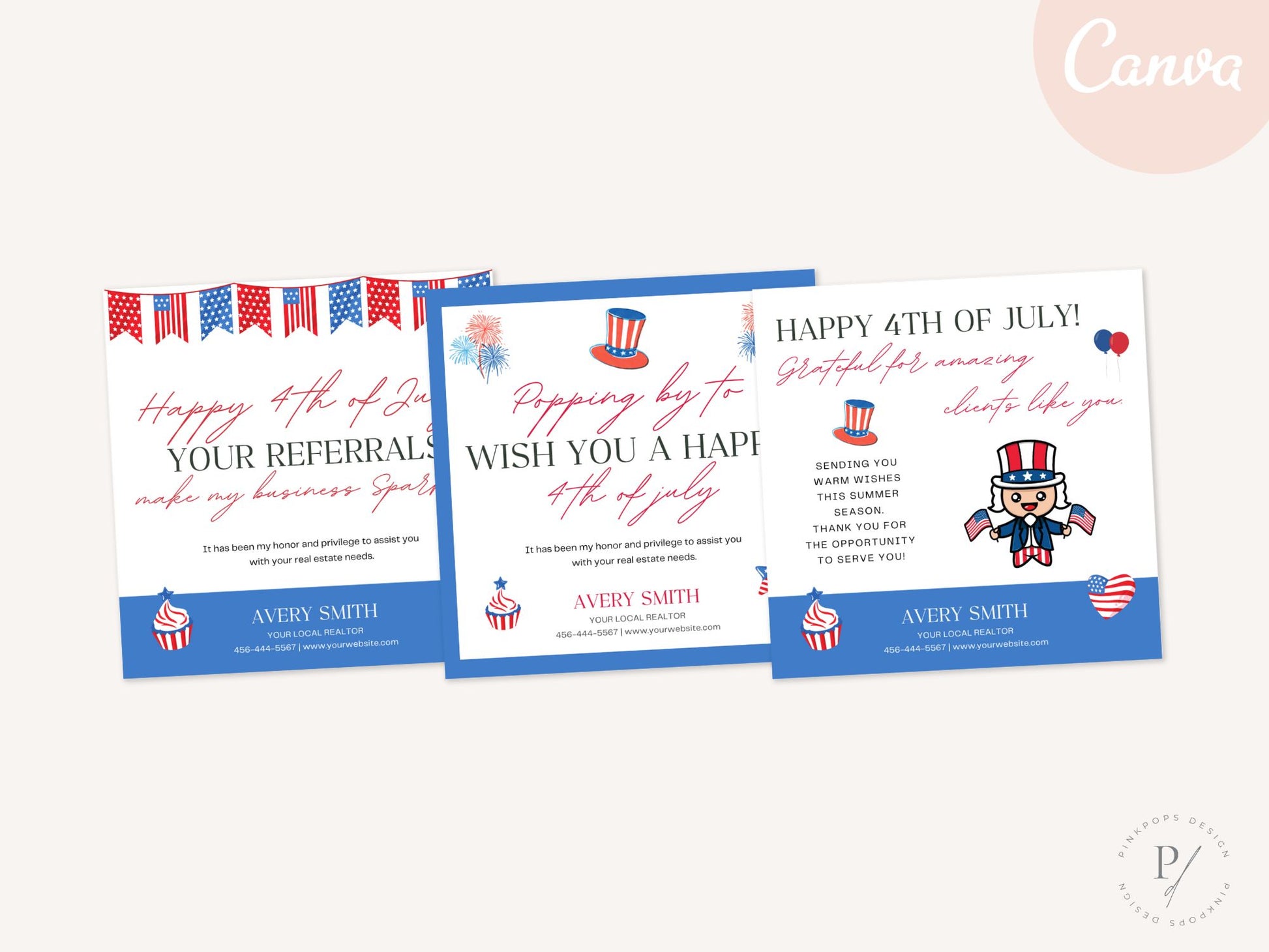 4th of July Pop By Tag Sheets - Vibrant tags perfect for Independence Day celebrations.