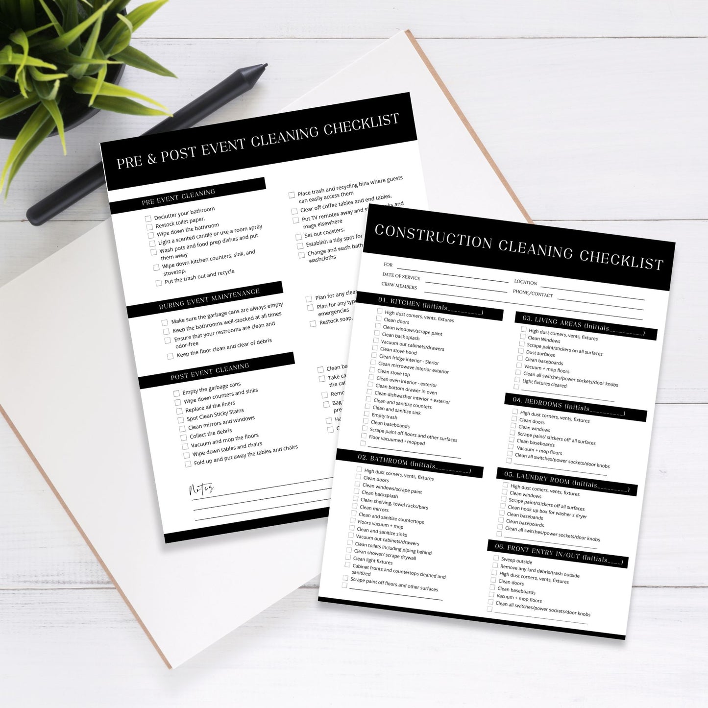 Black Cleaning Services Checklists Bundle