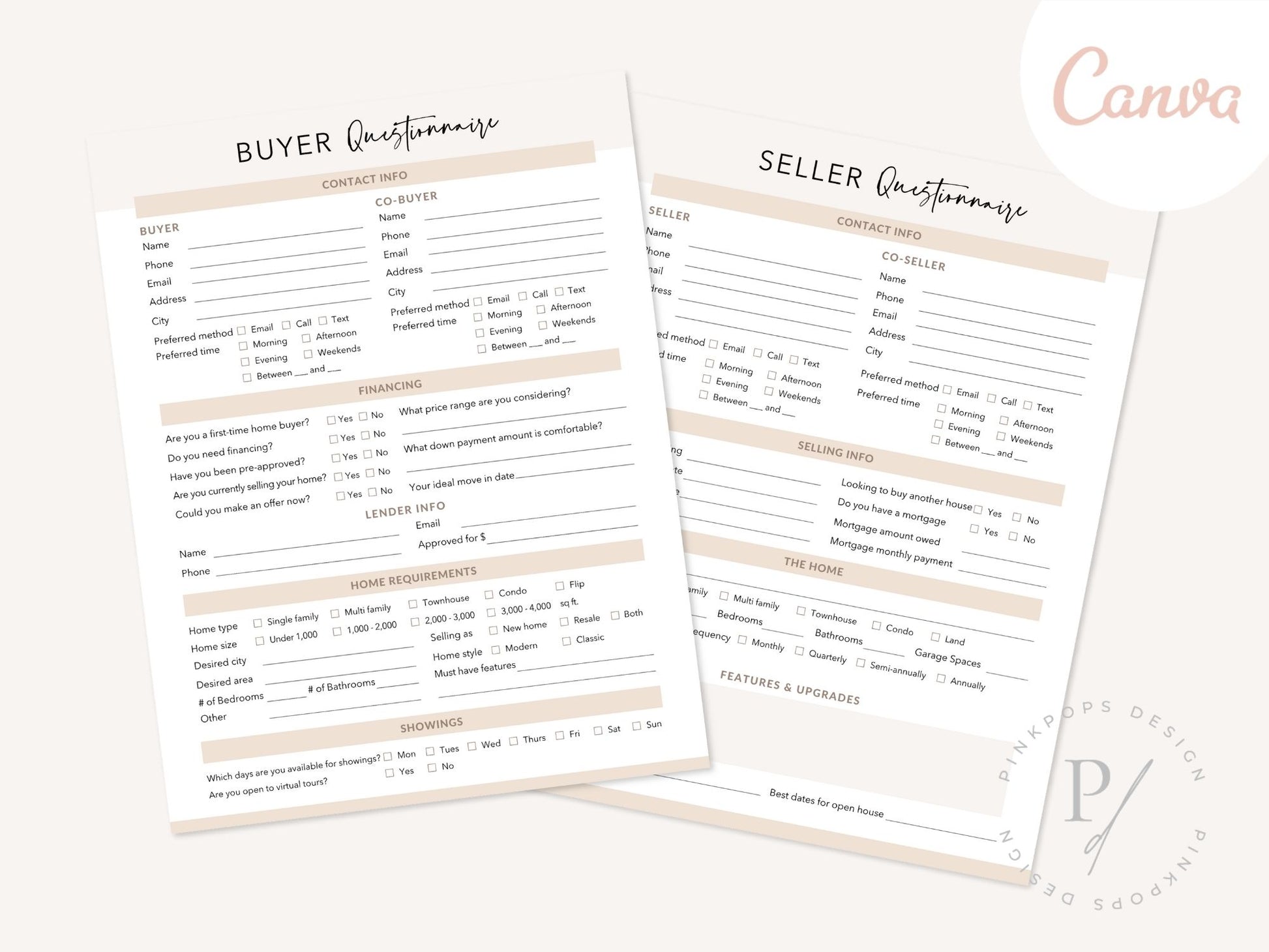 Real Estate Buyer & Seller Questionnaire - Editable template for enhancing client communication and ensuring a well-informed and organized real estate transaction process.