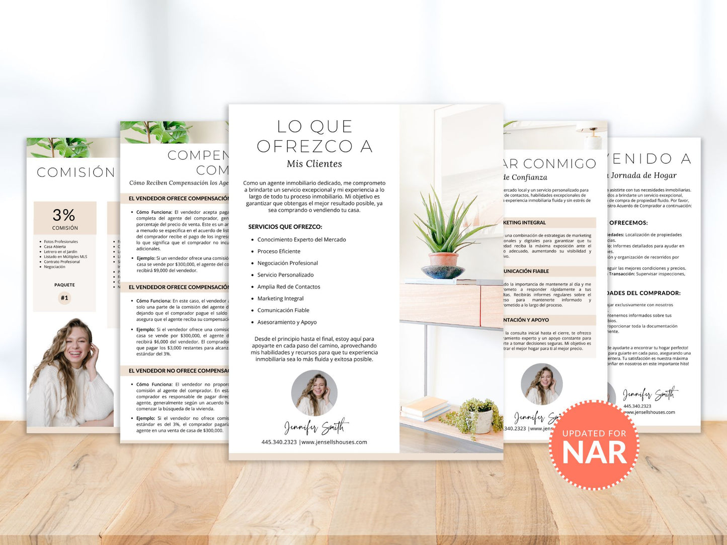 Spanish Agent Commission Bundle Vol 01 - Real estate documents in Spanish explaining commission structures and services for agents.