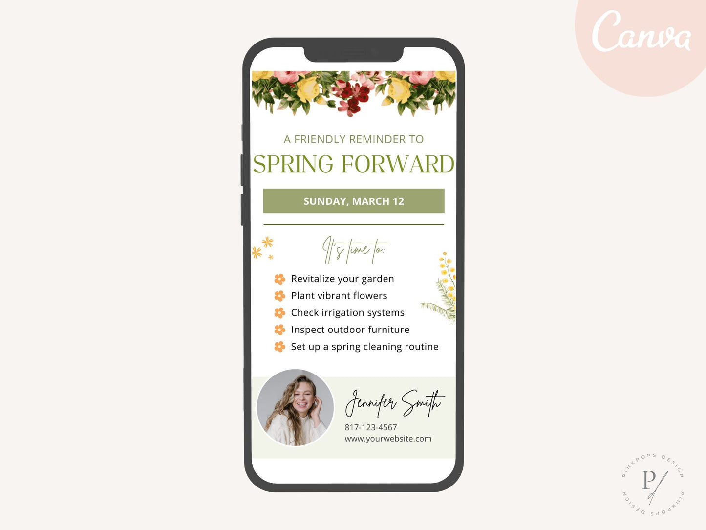 Spring Forward Digital Card Vol 02 - Professionally designed real estate digital card for a timely reminder of daylight saving time.