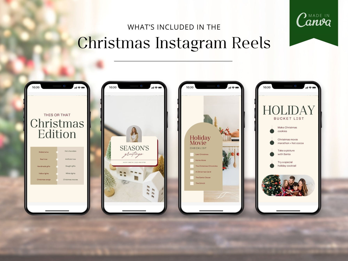 Christmas-themed Instagram Reels templates for real estate holiday marketing.