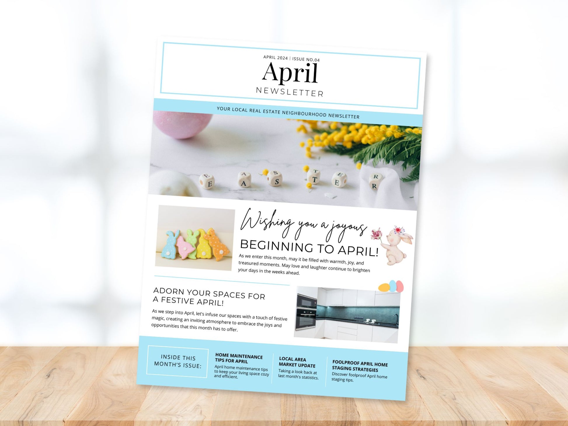 Minimal April Newsletter 2024 - Clean and modern real estate newsletter template for impactful communication.