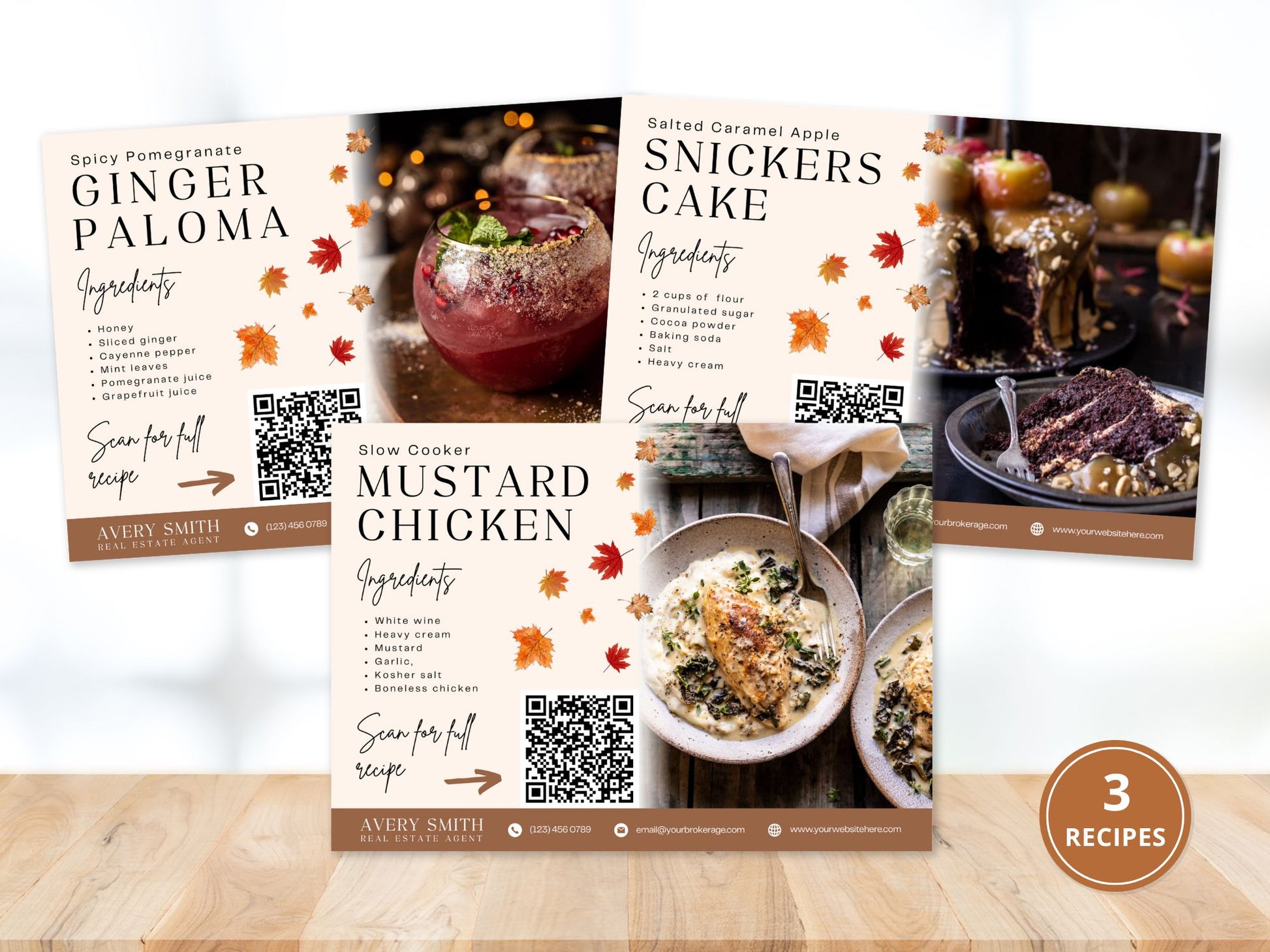 Fall Real Estate Recipe Postcards featuring seasonal recipes and real estate
promotional content.
