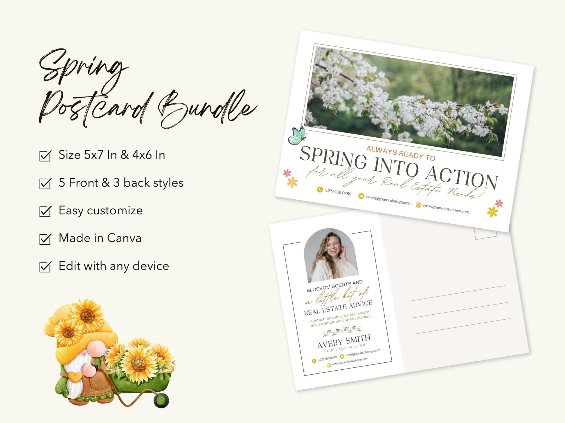 Spring Postcard Bundle - Eye-catching postcards for vibrant real estate marketing in the spring season.