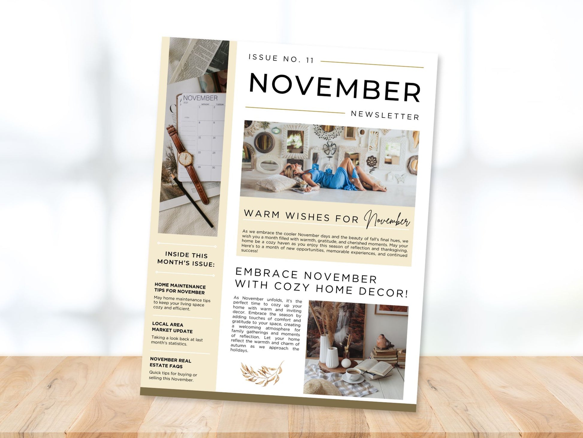 November Newsletter 2024 Vol 02 template for real estate professionals, featuring market updates and seasonal home maintenance tips.