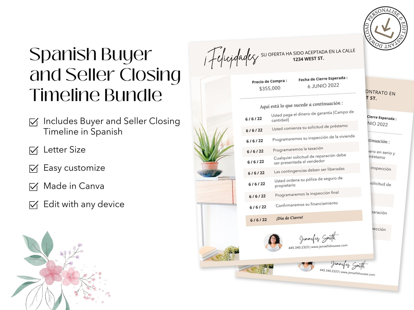 Spanish Buyer and Seller Closing Timeline Duo Bundle - Streamline the closing process for your clients with detailed timelines in Spanish.