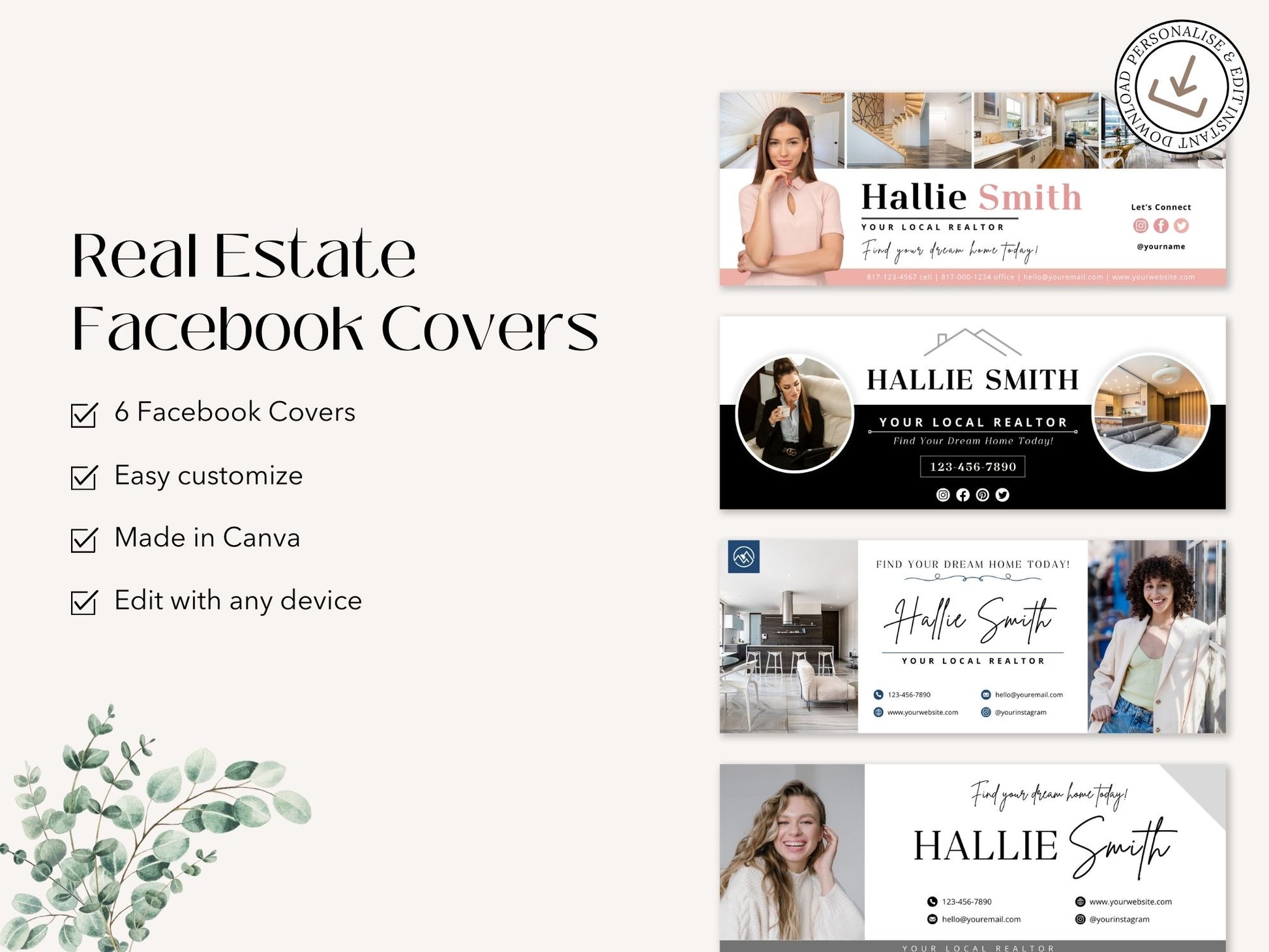 Real Estate Facebook Covers Vol 01 - Professionally designed covers for real estate professionals' Facebook pages.