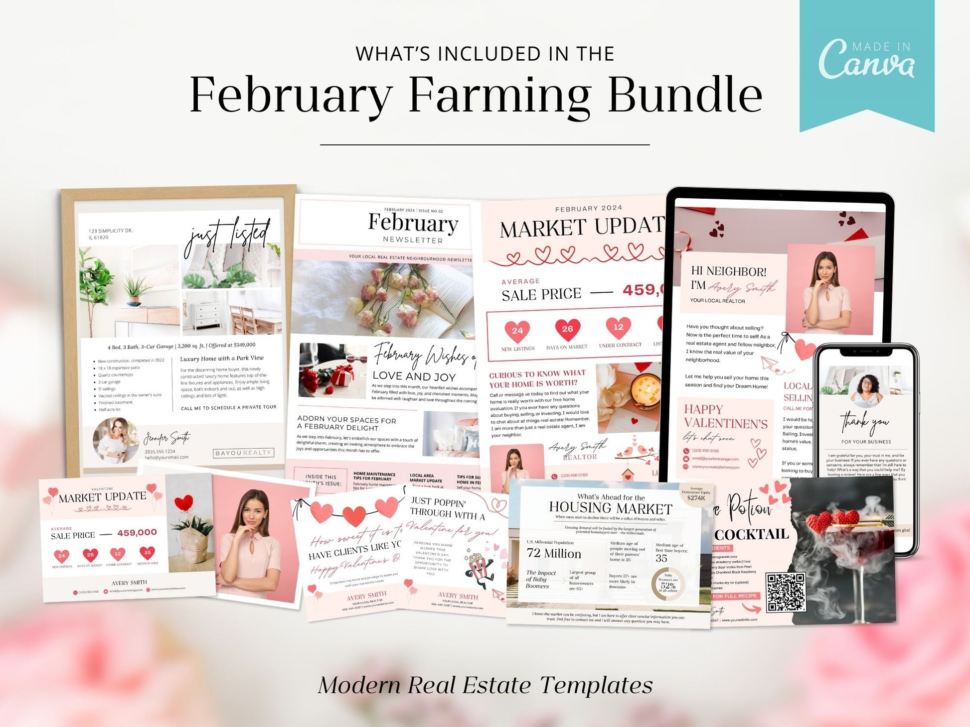 February Farming Bundle - Professionally designed real estate marketing materials for a standout February farming campaign.