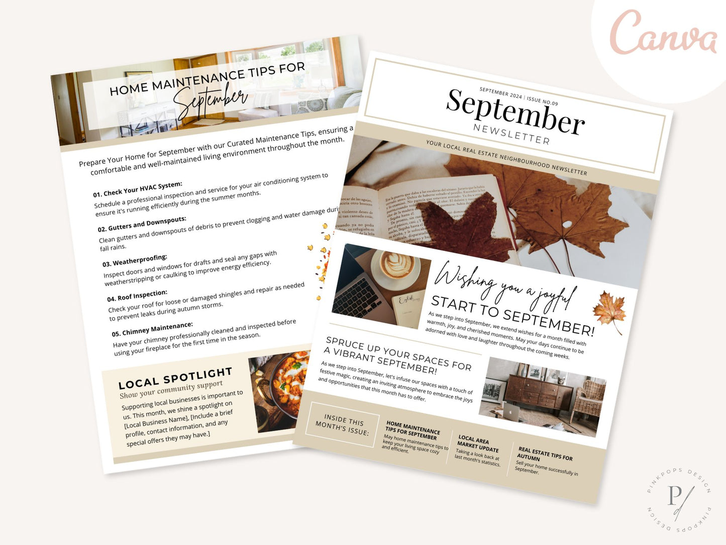 Minimal September Newsletter 2024 - A sleek and modern template for real estate updates.