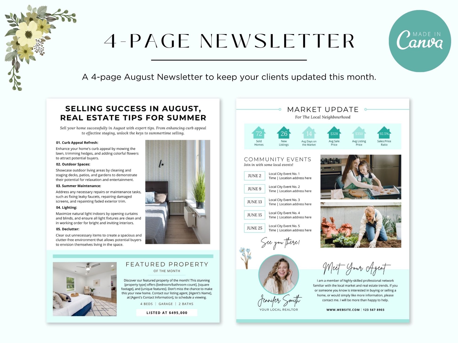 Minimal August Newsletter - Sleek and modern template for real estate updates and insights.