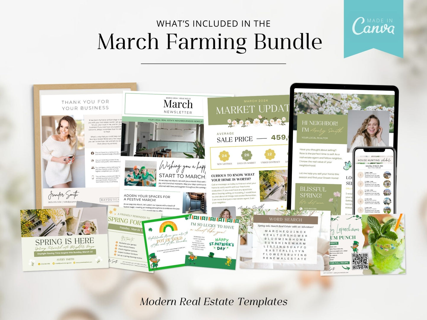 March Farming Bundle - Comprehensive tools for real estate farming and community engagement in March.